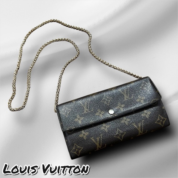 Louis Vuitton Handbags - Louis Vuitton Brown and Gold Wallet with off brand Chain